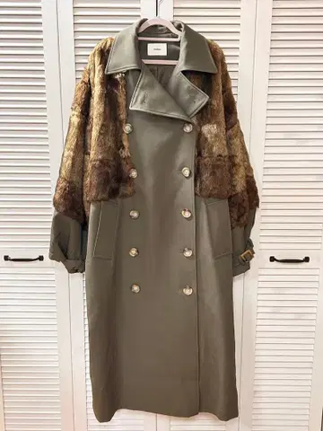 새상품급 [ MURUA ] 롱 더블 트렌치 그린 F 사이즈