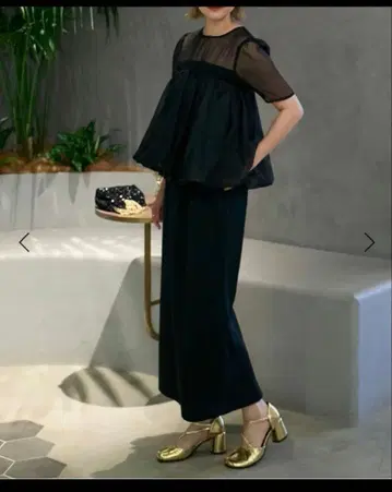 forksy. [ 포멀 대응 ] 벌룬 오프숄더 & 시어 절개 원피스