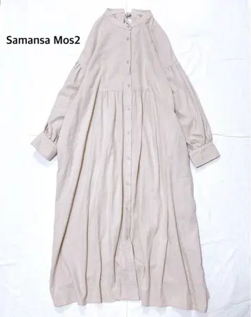 사만사 모스모스 SM2 이후 리본 밴드 카라 긴팔 원피스