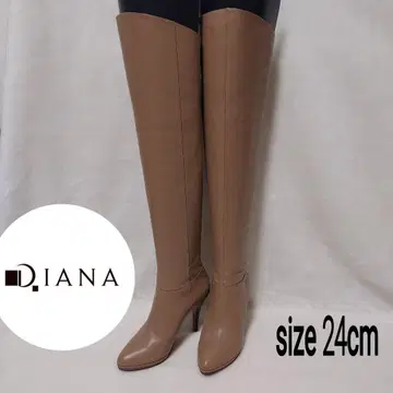(새상품급) DIANA 천연 가죽 니하이 롱 부츠 베이지 24cm