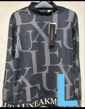 럭스 에이케이엠 플러스 밑단 올 로고 무늬 모크넥 속기모 하이넥 셔츠