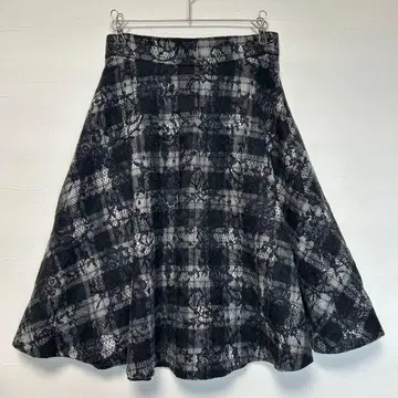 프로포션 바디 드레싱 레이스 플레어 스커트 M 꽃무늬 체크