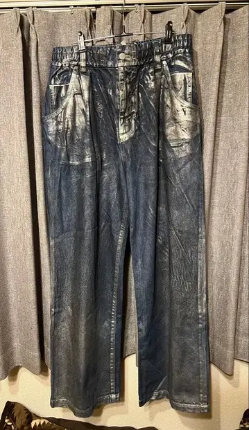 CLESSTE 실버 프린트 데님 팬츠