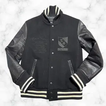 바시티 자켓 블랙 OUTSIDER 가죽