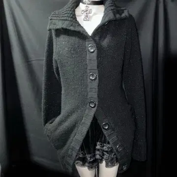 헤이세이 초기 세실 맥비 갸루 Y2K 그런지 라메 니트 가디건