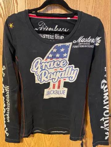 화려한 갸루 긴팔 T셔츠 미국 국기 디자인