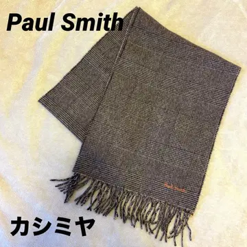 폴 스미스 체크 무늬 머플러 브라운 캐시미어