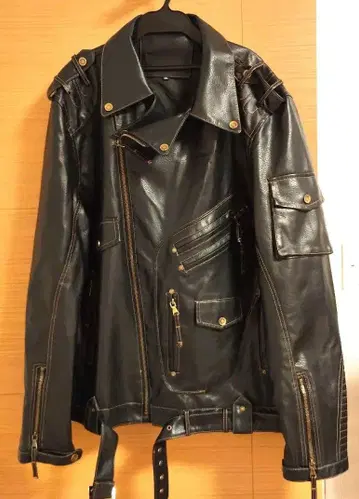 빈티지 인조 가죽 라이더 자켓 블랙 4L