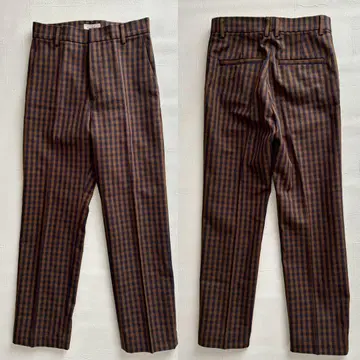 [ 새상품급! ] 스티븐 앨런 체크 센터 프레스 팬츠 XS 브라운