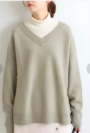 이에나 AQUA V넥 풀오버 캐시미어 혼방 그레이B