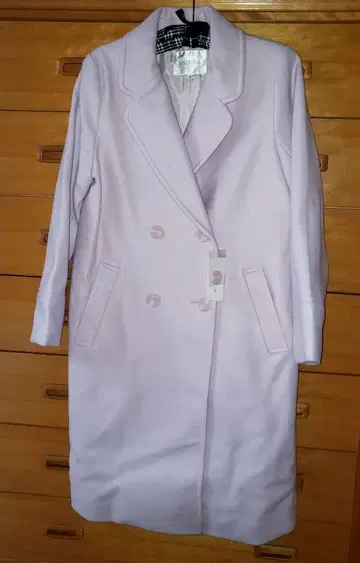 택 포함 미사용 새상품 체스터 코트 체스터 롱 코트 핑크 M 사이즈