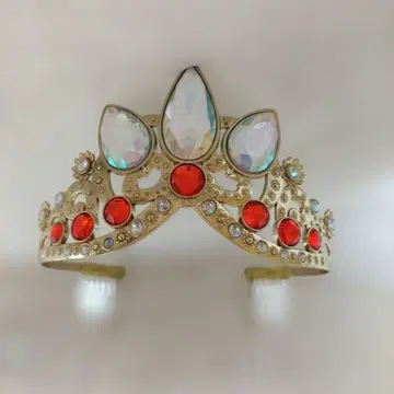 디즈니 라푼젤 골드 티아라 빨간색과 크리스탈 장식