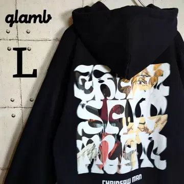 [ 한정판 콜라보 ] glamb 체인소맨 백 프린트 맨투맨 후드티
