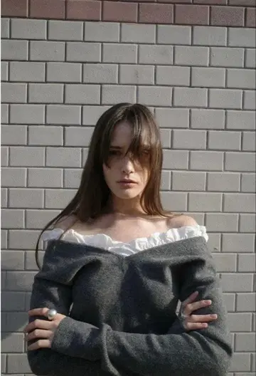 CLANE FRILL V NECK KNIT TOPS