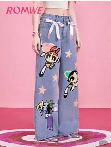 SHEIN 파워퍼프걸 리본 데님