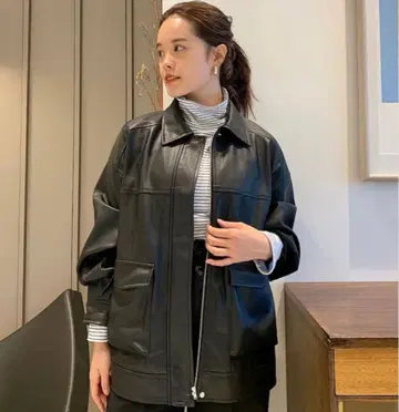 Ray BEAMS 페이크 레더 자켓 빔즈