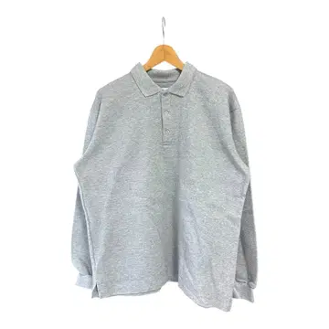 GH GUNGHO 그레이 긴팔 피케 셔츠 오버 사이즈 남성용