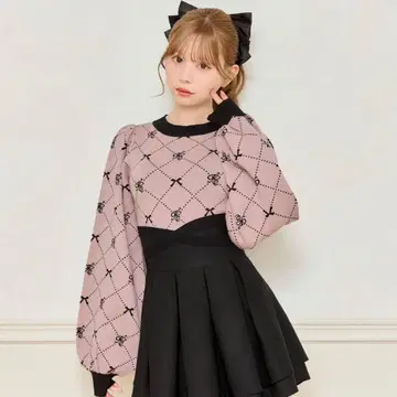 apres jour 백리본 니트탑 핑크