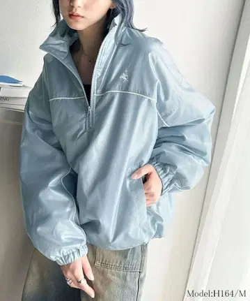 클래식 엘프 하프 지퍼 M 블루종 아우터 라이트 블루