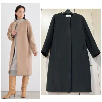 20AW ANAYI 아나이 더블 비버 크루 코트 38 차콜