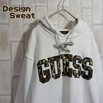 게스 후드티 화이트 풀오버 레오파드