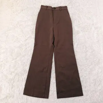 Heather 슬랙스 센터 프레스 허리밴딩 하이웨스트 브라운 M