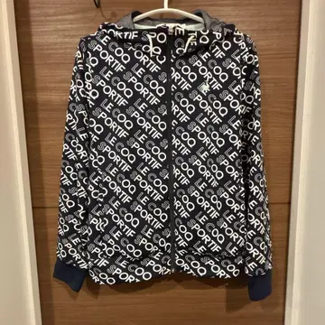 르꼬끄 스포르티브 올 패턴 로고 여성용 지퍼 후드티 L