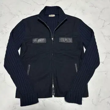 미사용급 새상품급 절개 드라이버즈 니트 네이비 고급 지퍼 riri 네이비