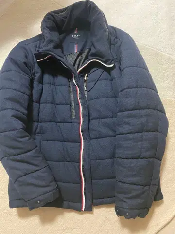 BEAMS HEART 후드 부착 다운 자켓 L 네이비