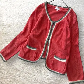 베일 댄스 파이핑 가디건 살몬 핑크 코튼 100% M