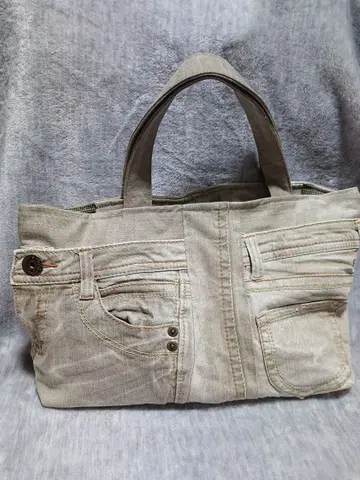 베이지 데님 토트백