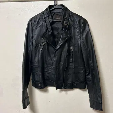 ROBO 블랙 쇼트 가죽 라이더 자켓