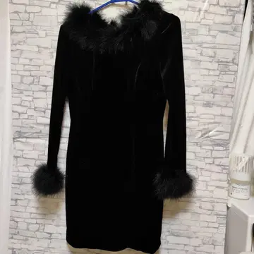 퍼 달린 블랙 벨벳 드레스