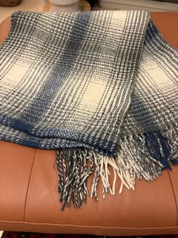 대형 스톨 블루 체크 무늬