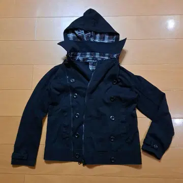 In The Attic 블랙 더플 코트풍 면 소재