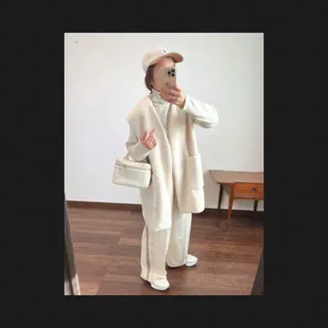 새상품급 relume 보아 퍼 롱 베스트 베스트 아이보리 화이트