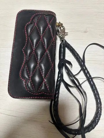 퀼팅 트래커 지갑 레드 스티치 지갑 체인 세트!