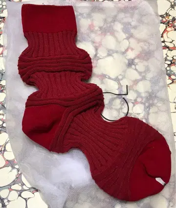 [ CFCL ] GARTER RIB GLITTER SOCKS (Red)