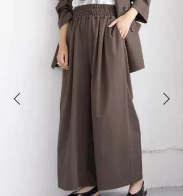 렙심 슬랙스 개더 와이드 팬츠 브라운