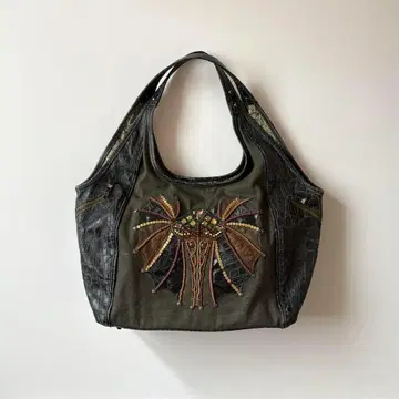 [ 00s archive ] 가죽 토트백 크로커다일 스터드 y2k