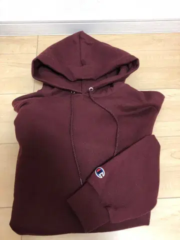 Champion 버건디 후드 부착 후드티 M 사이즈