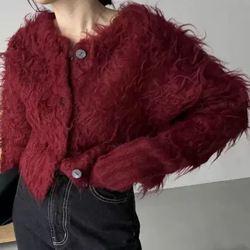 카프리슈레마쥬 / 알파카울 샤기 가디건 / 보르도