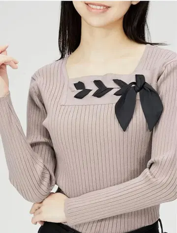 택 포함 새상품 레스 빠세 니트 레이스업 리브 풀오버