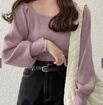 퍼플 스웨터 니트탑