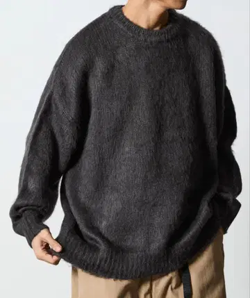 프릭스스토어 릴랙스핏 크루넥 샤기 니트 그레이 M