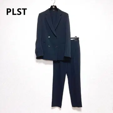 PLST 네이비 더블 버튼 테일러드 자켓 팬츠 셋업