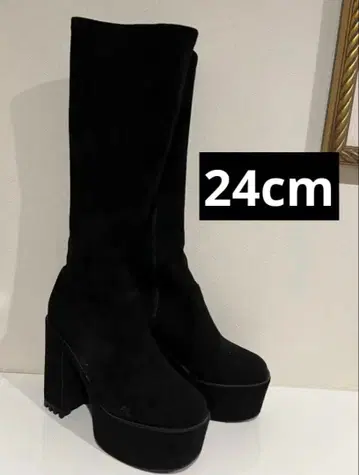 블랙 스웨이드 롱 부츠