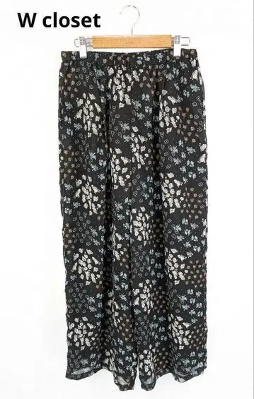 더블 클로젯 와이드 팬츠 블랙 F 루즈핏 허리밴딩