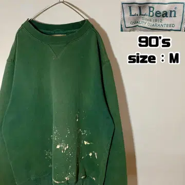 90s LLBean 엘엘빈 맨투맨 블리치 가공 무지 그린 M