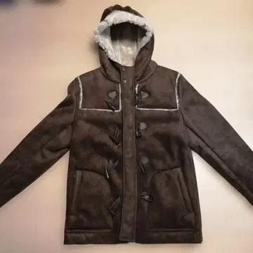 REAL GARMEN 브라운 더플 코트 퍼 포함